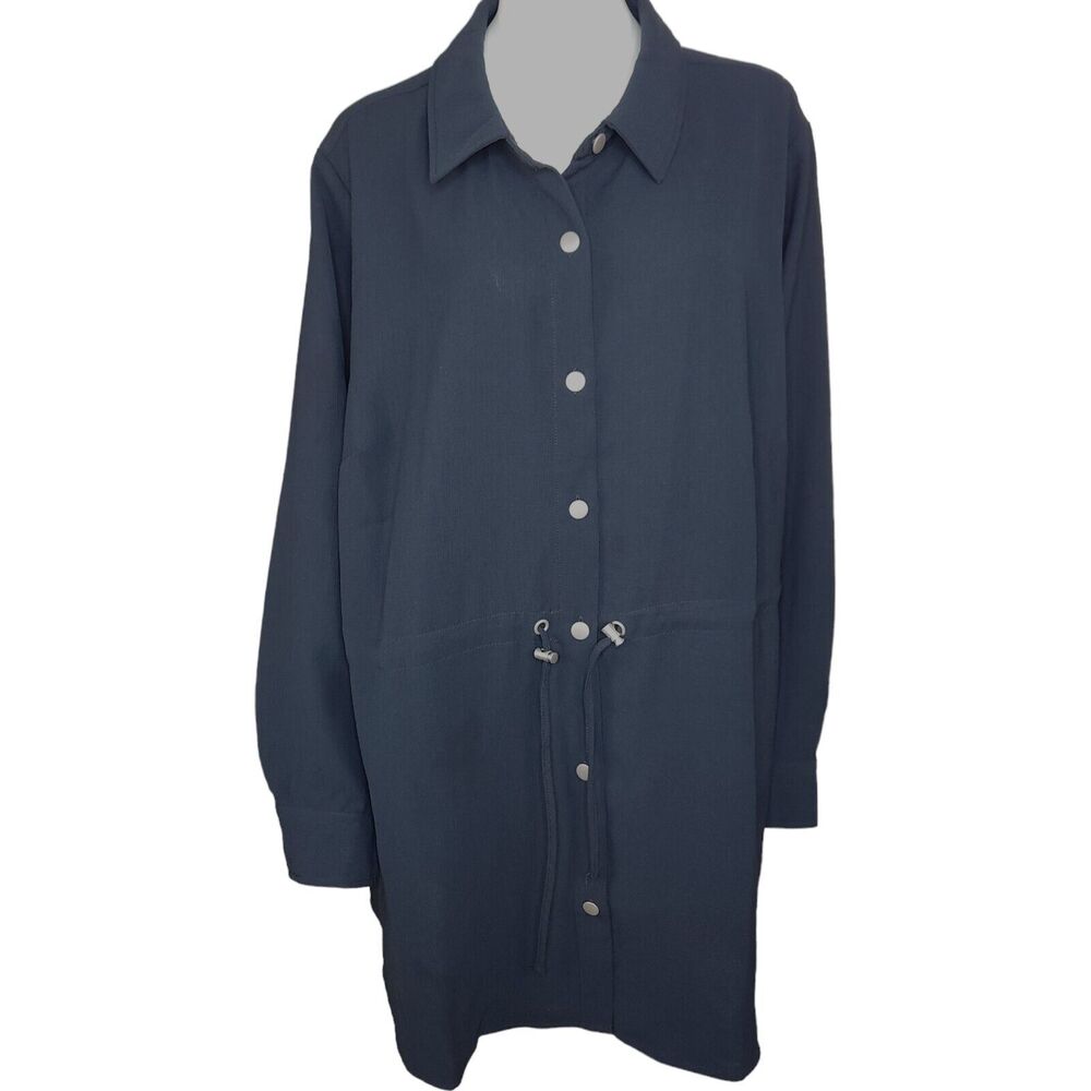 Girl With Curves Button Shirt Jacket with Adjustable Waist‎ Black 2X NWOT